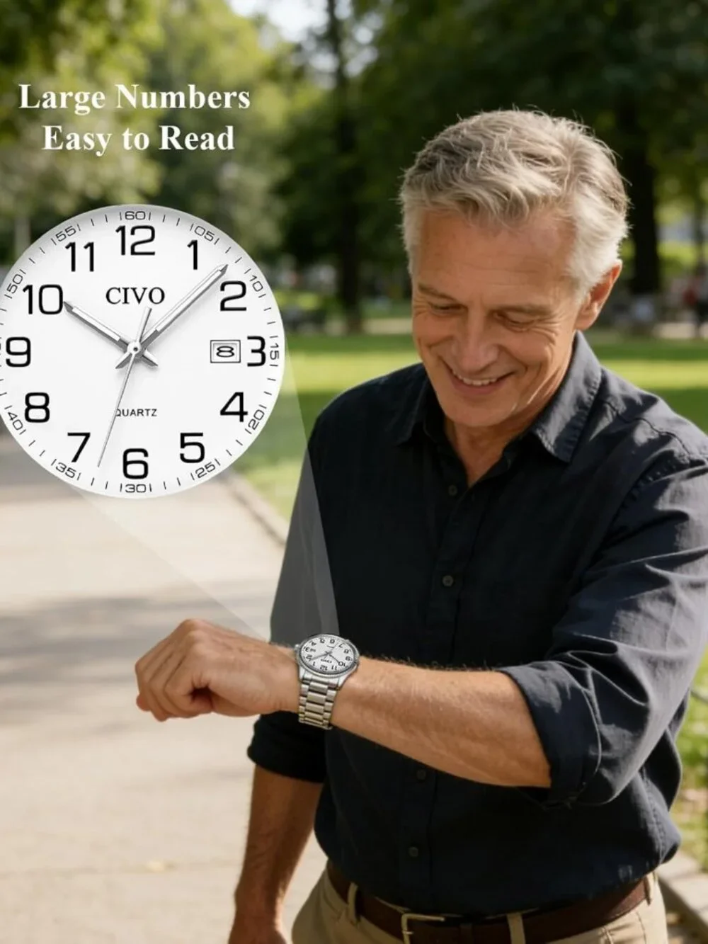 Stylish Silver Analog Dress Watch for Men - Stainless Steel, Date Feature